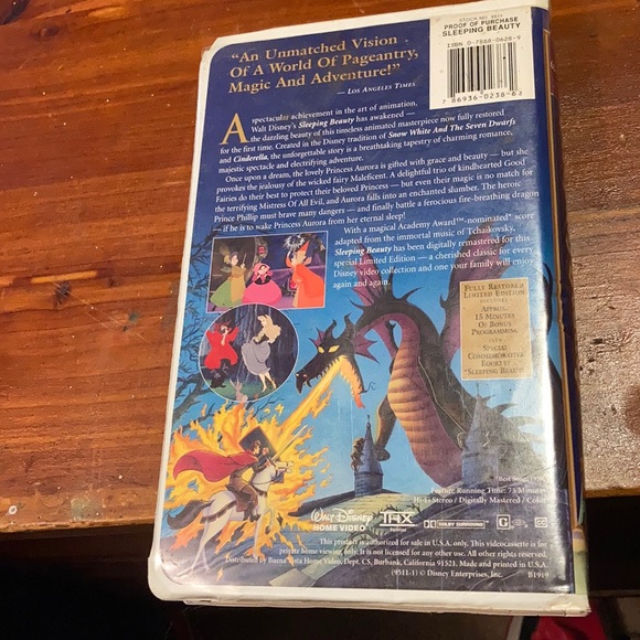Walt Disney's Sleeping Beauty Masterpiece VHS 9511 - Picture 3 of 5